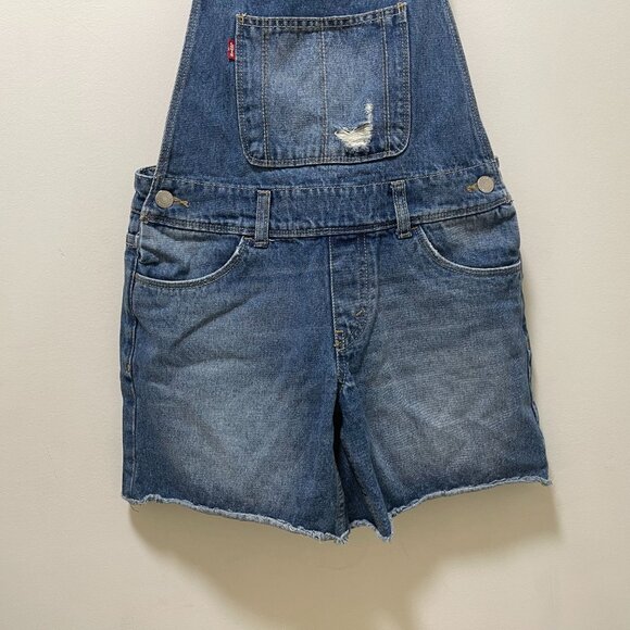 Levi's Kids Blue Denim Distressed Shortall sz 14 - Picture 4 of 9